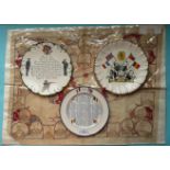 World War I: three pottery plates and a printed cotton scarf (4) commemorative, commemoratives,