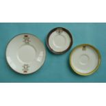 Three fine quality saucers for bespoke dinner services including an English porcelain saucer the