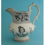 1837 Proclamation: a pottery jug printed in black with portraits and dated inscription, 181mm,