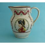 Duke of York and the French Crown: a Prattware jug moulded with a profile in colourful uniform and