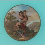 Cottage Children (313) pot lid, pot lids, potlid, potlids, prattware * Ex Cashmore collection, lot