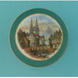 Street Scene on the Continent (336B) green border, buff and gilt scroll flange, complete with