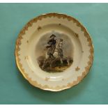 George III: a late-19th century Samson copy of a Ludwigsburg plate painted with an equestrian