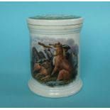 The Deer Stalker and Wild Deer (92, 92A) with lid (2) pot lid, pot lids, potlid, potlids, prattware