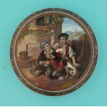 The Queen God Bless Her (319) large, fancy border pot lid, pot lids, potlid, potlids, prattware