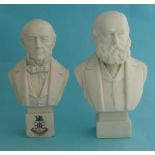 A white parian bust by Hewitt & Leadbeater depicting Gladstone, 183mm and another by Robinson &