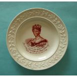 1817 Charlotte in memoriam: a good pearlware nursery plate with floral and foliate moulded border