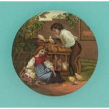 Feeding the Chickens (267) pot lid, pot lids, potlid, potlids, prattware * Ex Crowther collection,