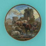 Cattle and Ruins (315) pot lid, pot lids, potlid, potlids, prattware