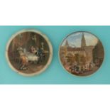 The Breakfast Party (314) medium and French Street Scene (312) (2) pot lid, pot lids, potlid,