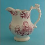 1830 George IV in memoriam: a lobed pottery jug by Goodwin Bridgwood Harris printed in pink with