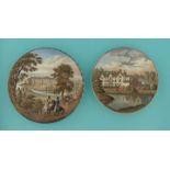 Strathfieldsaye (188) and Sandringham (181) (2) pot lid, pot lids, potlid, potlids, prattware