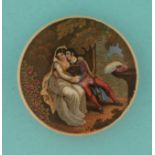 The Lovers (119) pot lid, pot lids, potlid, potlids, prattware