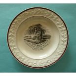 1817 Charlotte in memoriam: a pearlware nursery plate with floral and foliate moulded border printed
