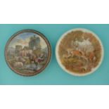 Cattle and Ruins (315) and Deer Drinking (321) large (2) pot lid, pot lids, potlid, potlids,