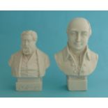 A small white portrait bust by Robinson & Leadbeater depicting Spurgeon, 120mm and another by Hewitt