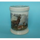 The Deer Stalker and Wild Deer (92, 92A) with lid (2) pot lid, pot lids, potlid, potlids, prattware