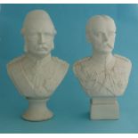 A white parian portrait bust depicting General Gordon, circa 1885, 202mm and another by Robinson &