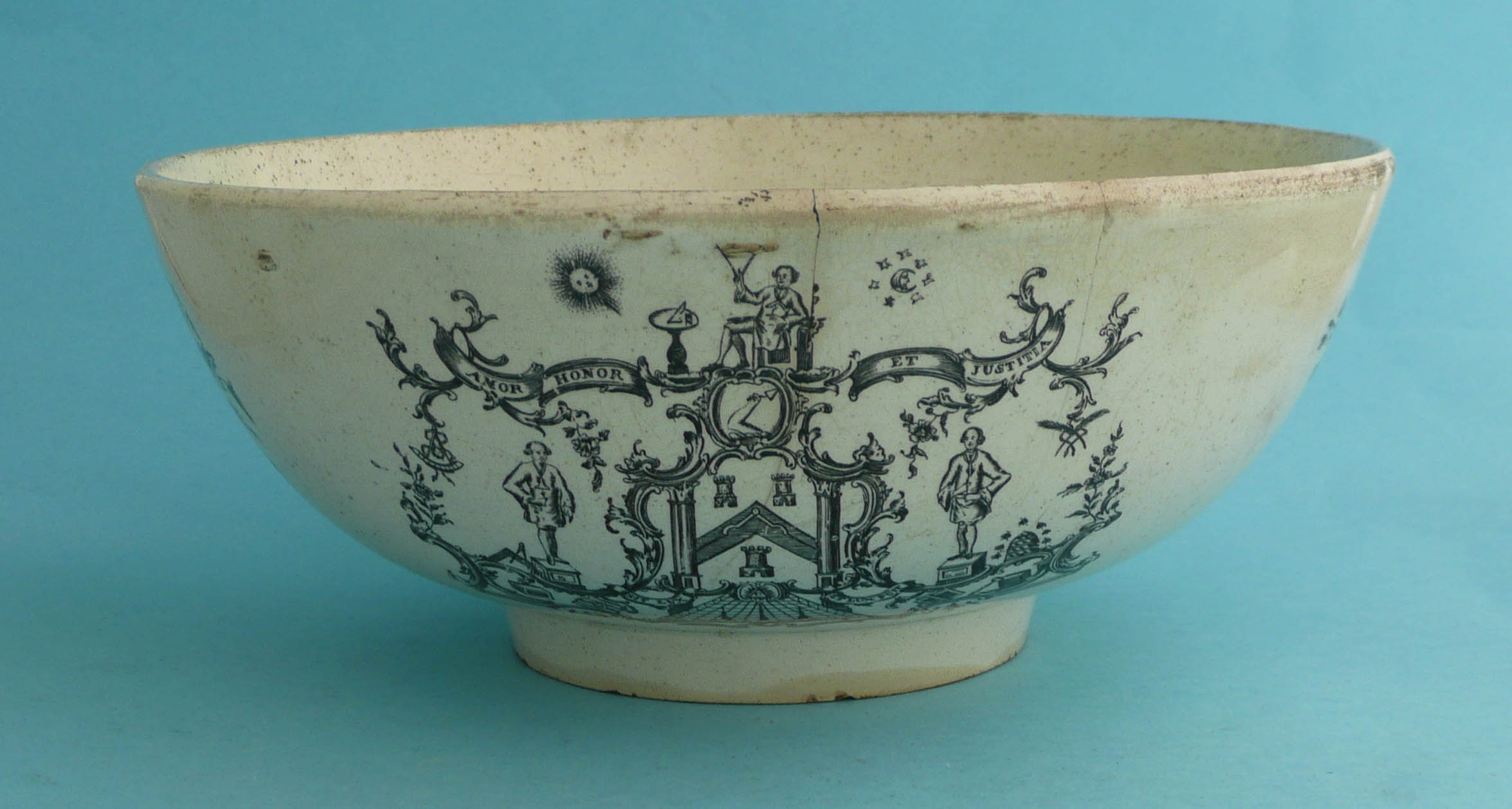 Admiral Sir G. Bridges Rodney: a creamware bowl printed in black with a named portrait and on the - Image 2 of 4