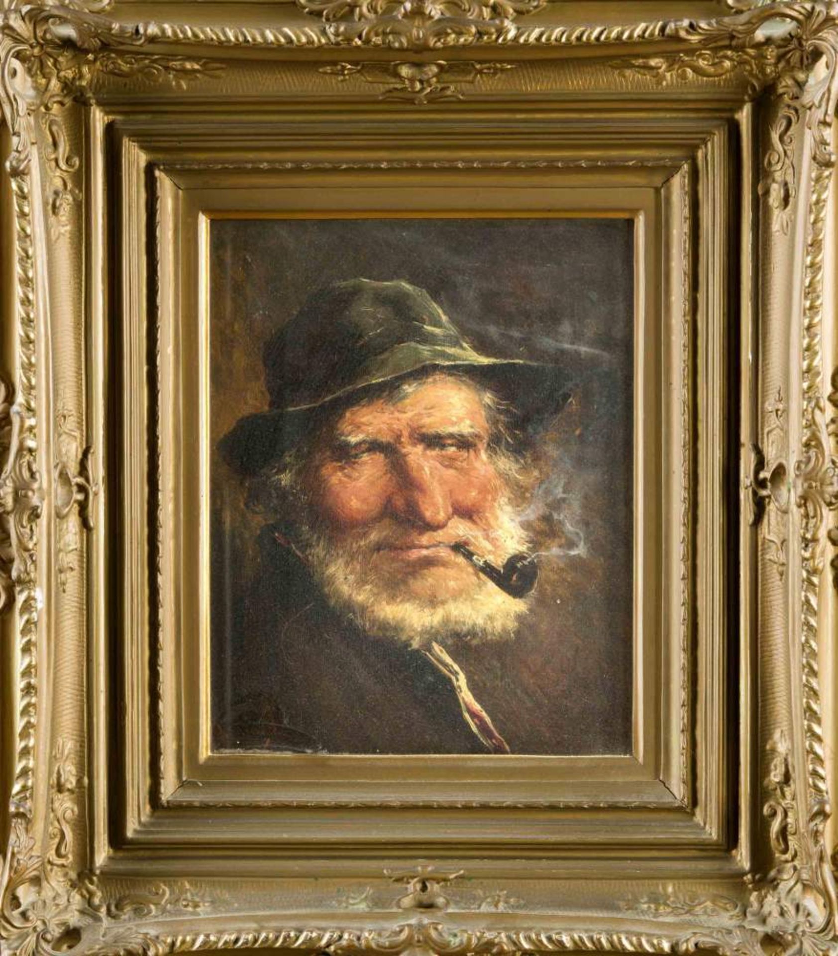 Sign. A. Arnegger, süddt. Maler, Portrait eines rauchenden Bauern, Öl/Holz, u. li. sign.,27 x 22 cm,