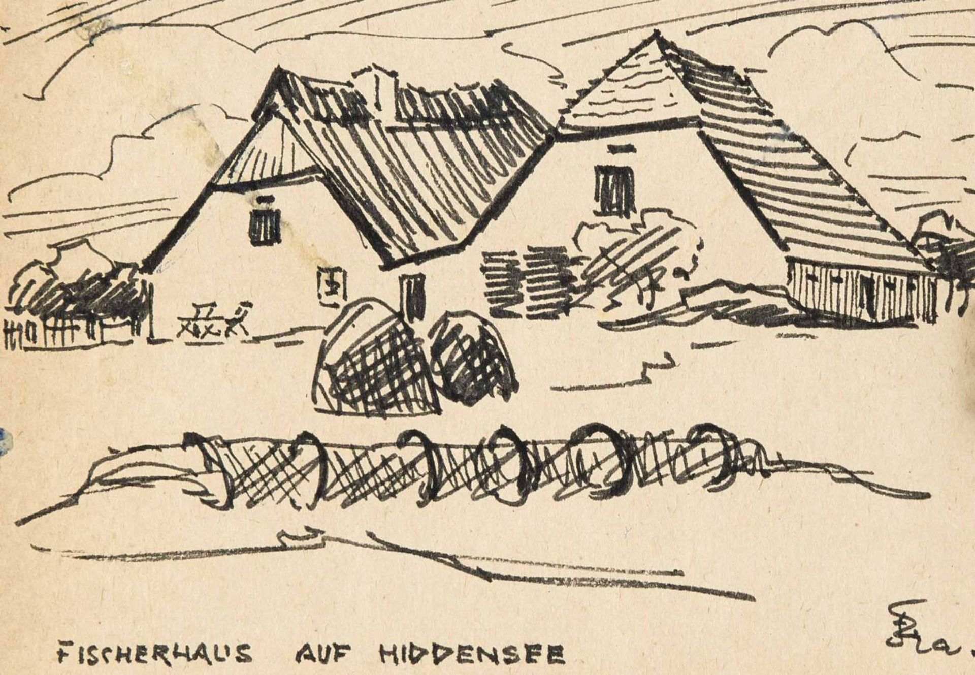 Carl Franke, 20. Jh., Konvolut von 12 Postkartenzeichnungen von Hiddensee, Darstellungenvon - Bild 5 aus 5