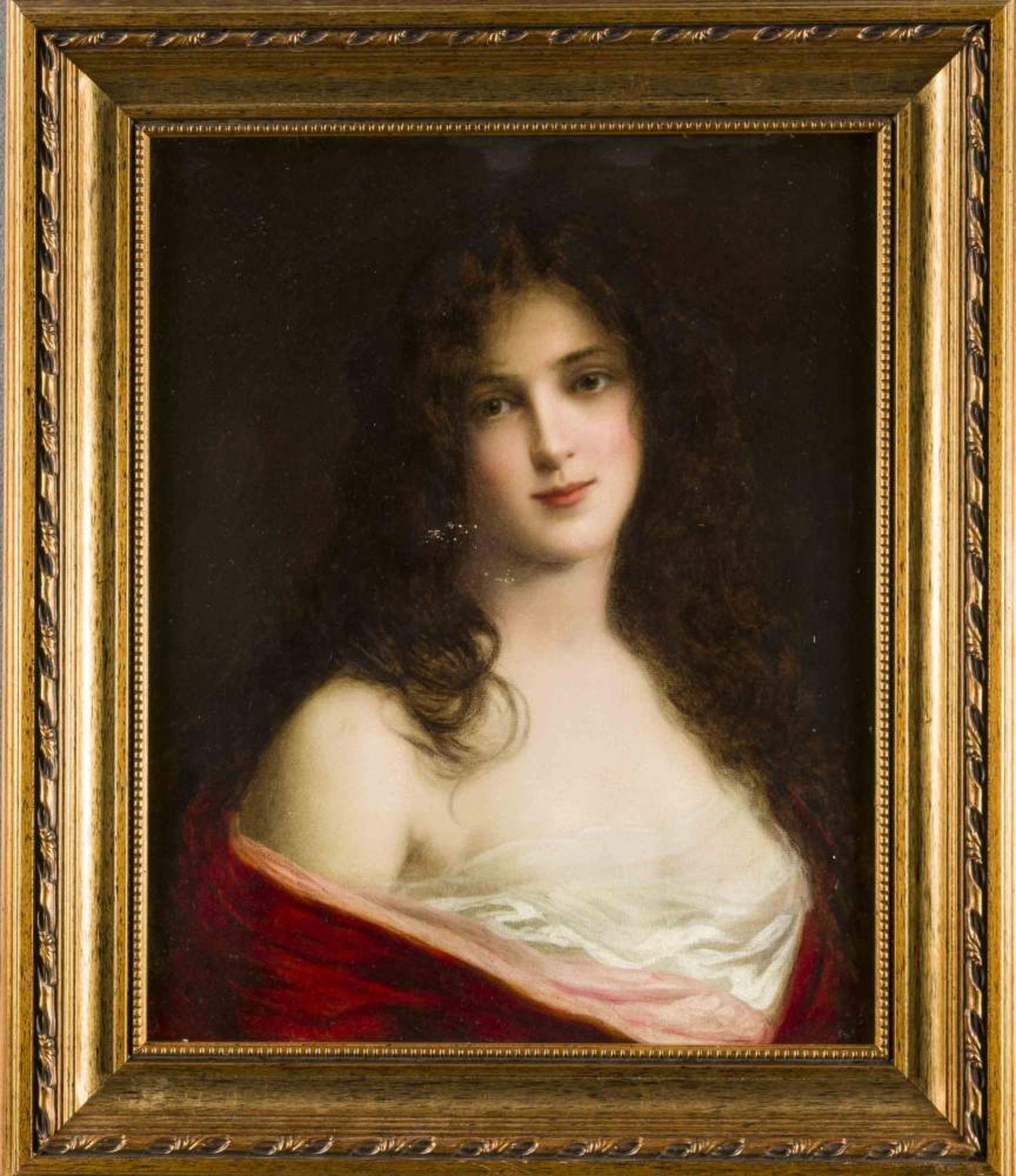 Anonymer Maler um 1900, Bildnis einer jungen Schönheit, die dem Betrachter eine nackteSchulter und