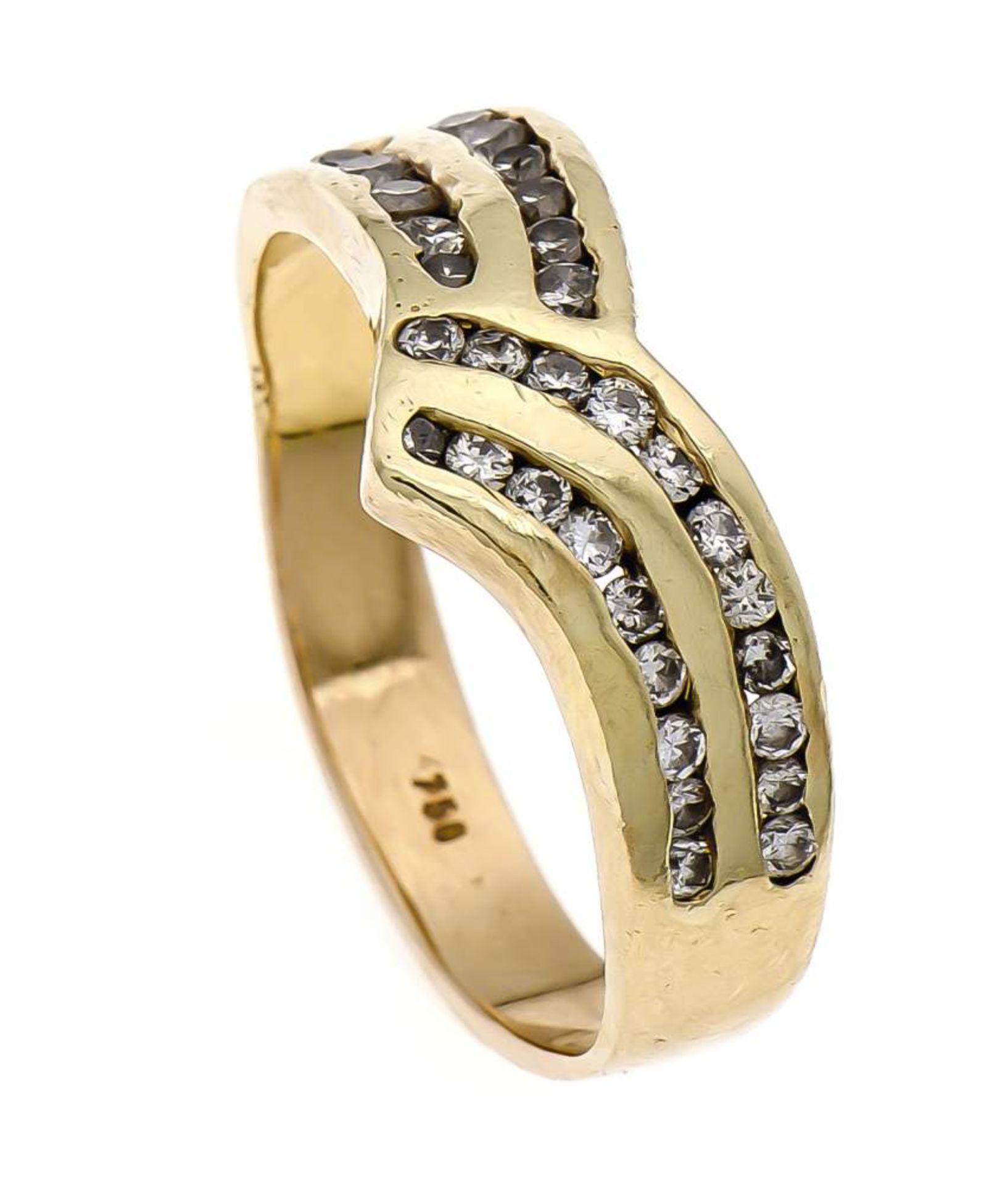 Brillant-Ring GG 750/000 mit Brillanten, zus. 0,60 ct l. get. W-W/SI-PI, RG 57, 4,2 g