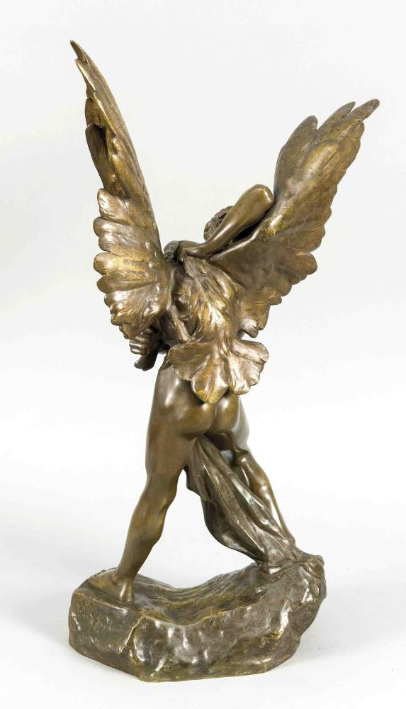 Jean Verschneider (1872-1943), frz. Bildhauer, Jüngling im Kampf mit dem Adler, patinierteBronze, im - Image 2 of 2