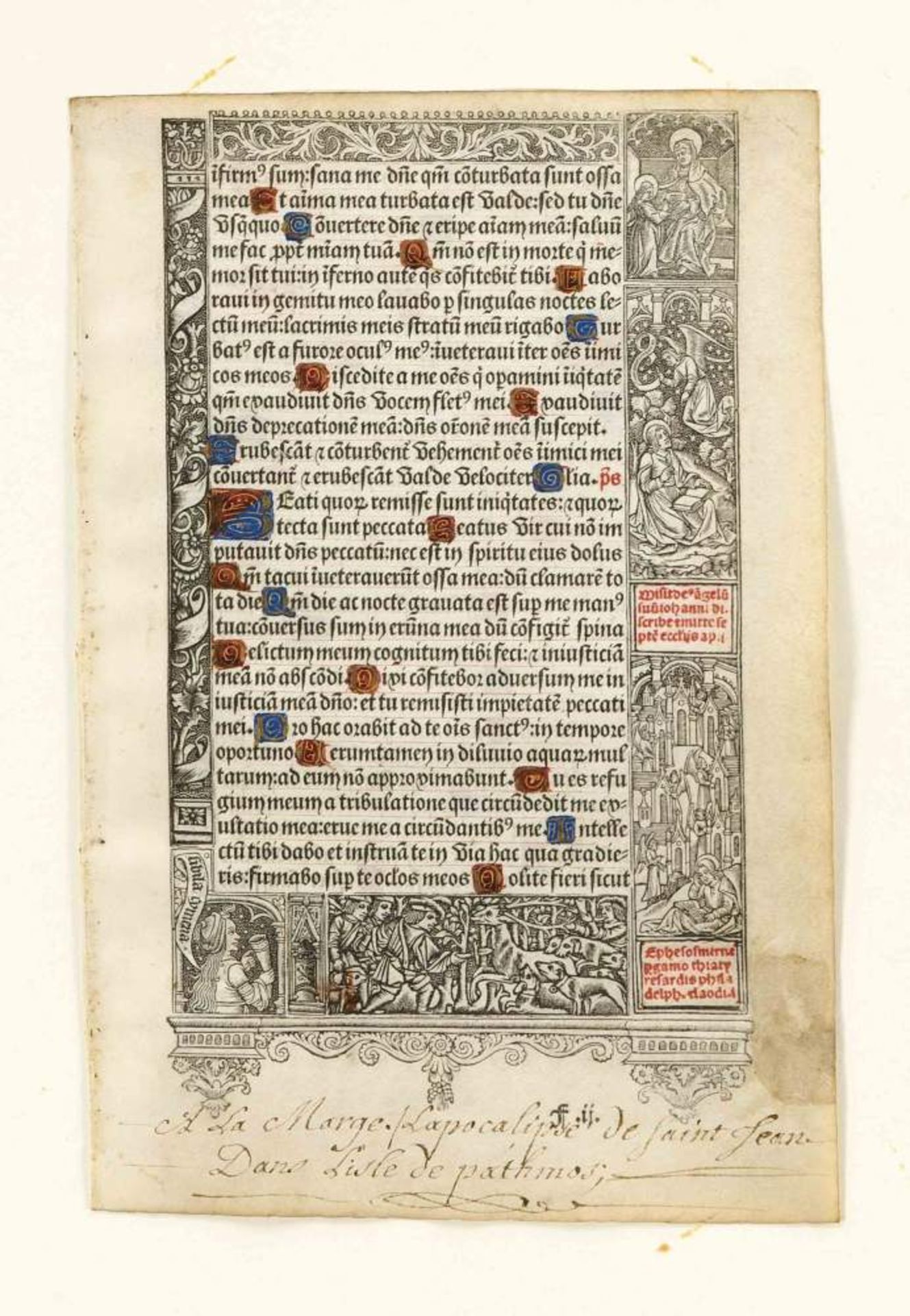 Großes Konvolut von 36 reich illustrierten Stundenbuch-Blättern, Frankreich um 1500, - Bild 3 aus 4