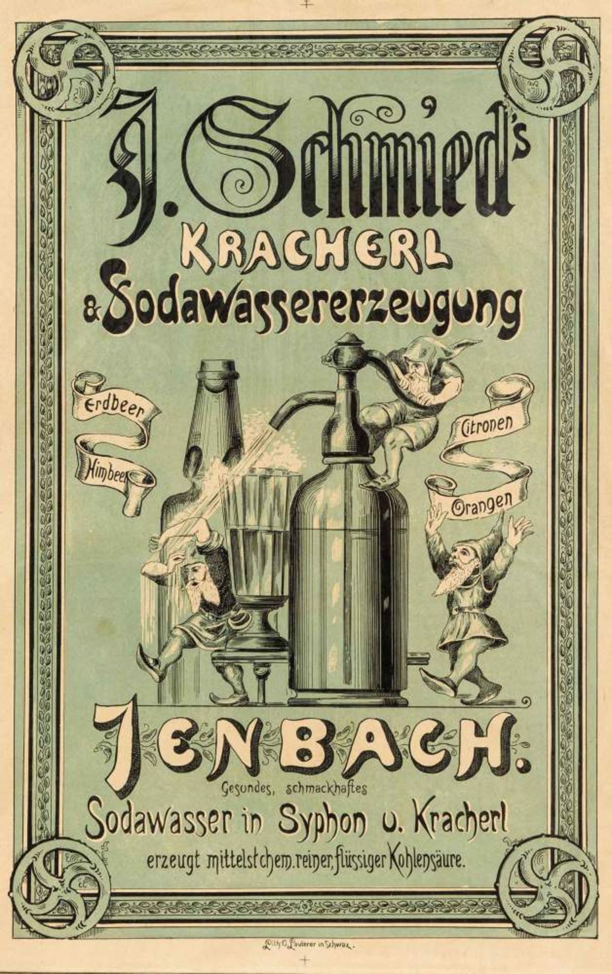 Werbeplakat um 1900, Jenbach, Lith. C. Lauterer in Schwaz, Papier farbig lithographiert,bezeichnet