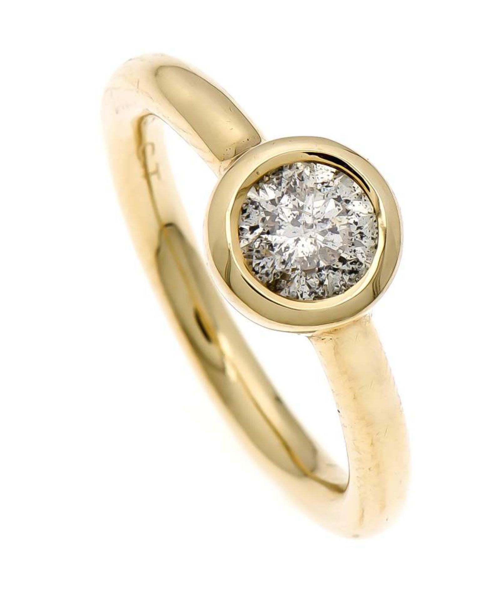 Brillant-Ring GG 585/000 mit einem Brillanten 1,05 ct get.W/PI, RG 58, 6,1 g