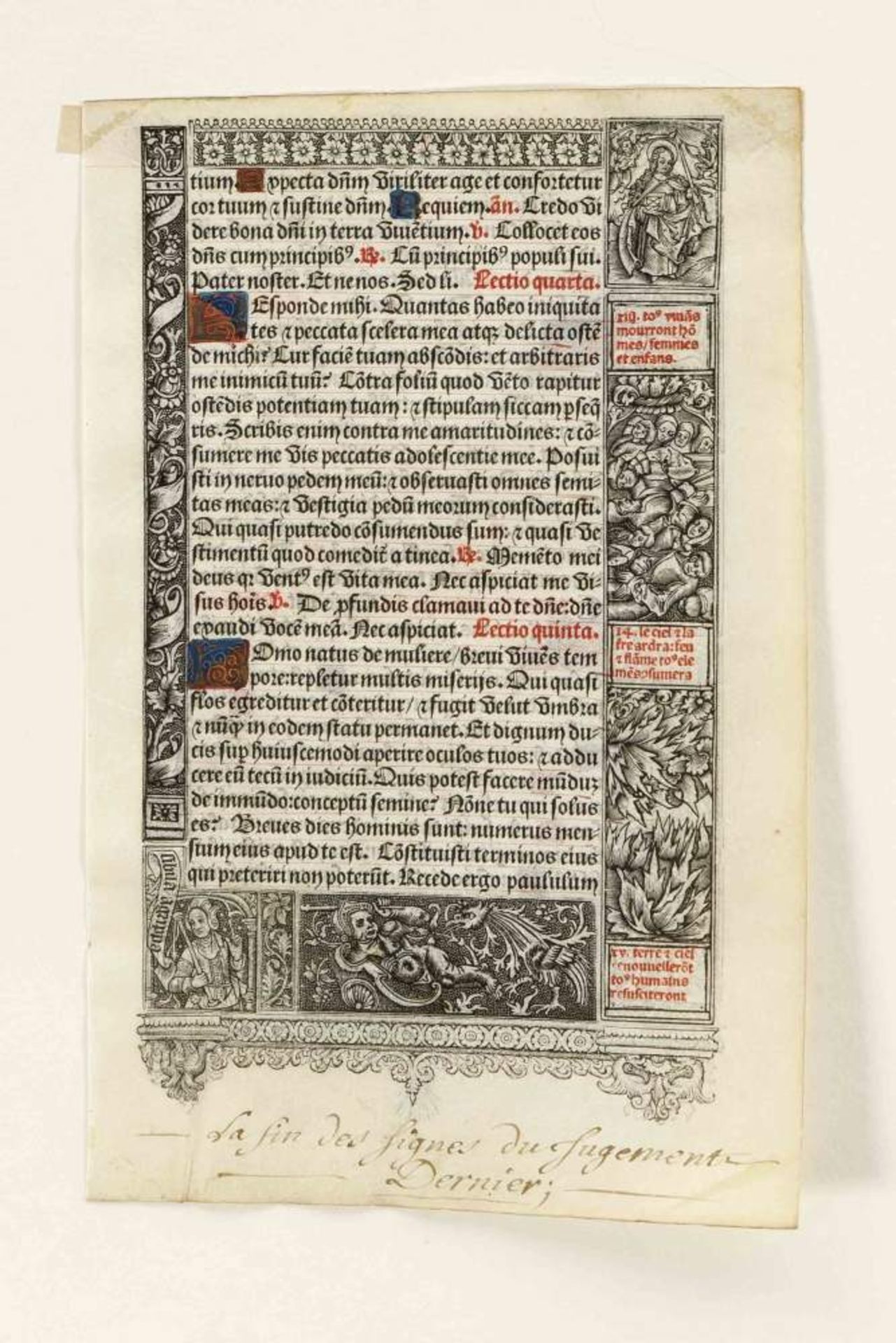Großes Konvolut von 36 reich illustrierten Stundenbuch-Blättern, Frankreich um 1500, - Bild 4 aus 4