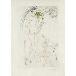 Salvador Dali (1904-1989), Venus und Amor, Kaltnadel-Radierung mit Pochoir handkoloriert,aus der '