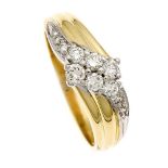 Brillant-Ring GG/WG 585/000 mit 10 Brillanten, zus. 0,50 ct l.get.W/SI, RG 58, 4,0 g