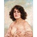 Josef Zenisek (1855-1944), tschechischer Maler, Bildnis einer Frau mit entblößter Brust,Öl/Lwd.,