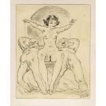 Erotika, Konvolut von drei frivolen Zeichnungen der 1. Hälfte d. 20. Jh., Bleistift überlaviertem