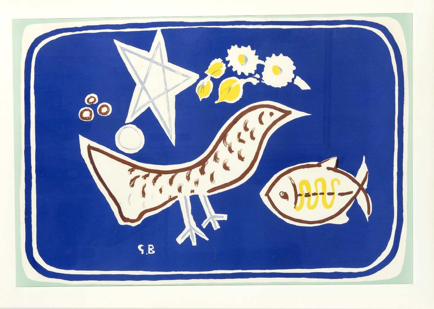 Georges Braque (1882-1963), Farblithographie mit Fisch und Vogel, im Stein sign., Editionbei