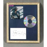 Stevie Ray Vaughan, Autogramm, Weiße Karte DIN A6 in schwarz handsigniert, montiert mitTexas Flood