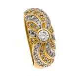 Brillant-Ring GG/WG 750/000 mit einem Brillanten 0,20 ct und Diamanten, zus. 0,10 ct W/SI,RG 51, 4,3