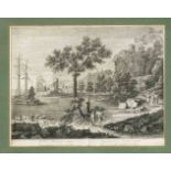 Giuliano Giampiccoli (1698-1759), italenischer Grafiker, große Radierung nach Marco Rizzi,Hafen an