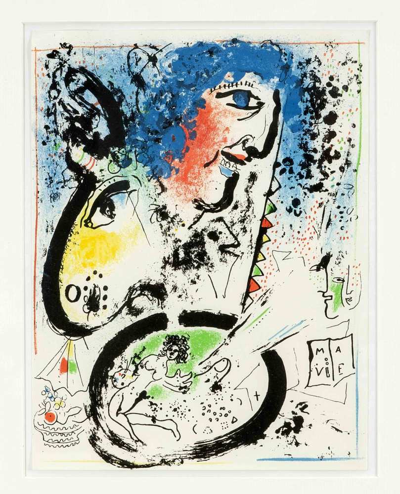 Marc Chagall (1887-1985), Farblithographie 'Ma Vie', Selbstportrait mit gelbem Esel,M.282,