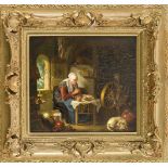 Gerrit Dou (1613-1675), Kopie nach, 'Deas Gebet der Spinnerin', Öl/Holz, u. li. sign.'H.E.