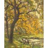 Alphonse van Beurden (1854-1938), belgischer Impressionist, herbstliche Landschaft mit Kuham