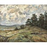 Fr. Wittlinger, Postimpressionist um 1920, Landschaft am Abend mit Haus am Waldrand,Öl/Lwd., u.