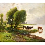 Thomas, Paul (1868-1910), 'Kühe am Seeufer', so rückseitig betitelt, bez. 'SternbergMecklenburg',