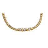 Brillant-Collier GG 585/000 mit 3 Brillanten, zus. 0,60 ct W/SI-PI, Karabiner, L. 45 cm,21,4 g