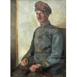 W. Röhrig, 1. H. 20. Jh., Portrait eines Soldaten des 1. WK., sitzende Halbfigur inUniform, Öl/