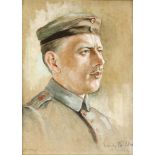 Erich Bilke, Kriegsmaler des 1. Wk., Portrait eines Soldaten in Uniform,