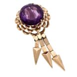 Amethyst-Perlenketten-Clip RG 585/000 mit einem rund fac. syn. Alexandrit 16 mm, L. 55 mm,12,2 g