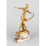 Josef Lorenzl (1892-1950), Wiener Bronze, Tänzerin der 1920er Jahre, grazile Gestalt inder Bewegung,